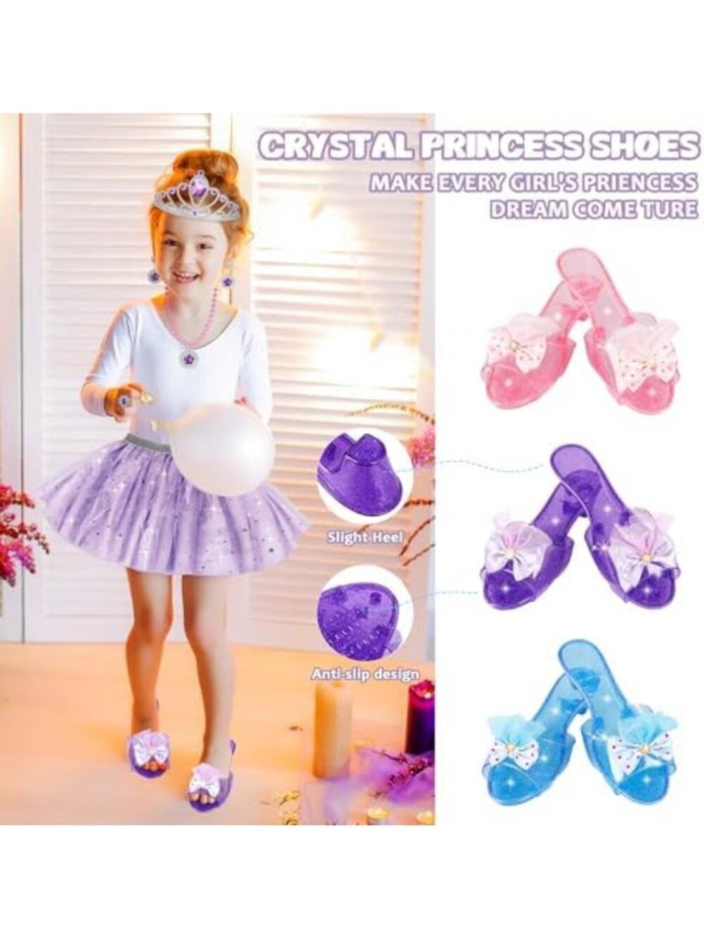 Girls' Princess Dress Up & Jewelry Set - Pretend Play Costume, Birthday Gift 3 - Picture 3 of 7